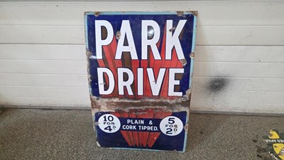 Lot 8 - PARK DRIVE PLAIN & CORK TIPPED ENAMEL SIGN 36" X 24"