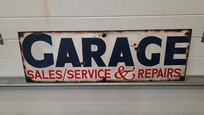 Lot 46 - HAND PAINTED GARAGE SERVICE / SALES REPAIRS METAL SIGN 39" X 12"