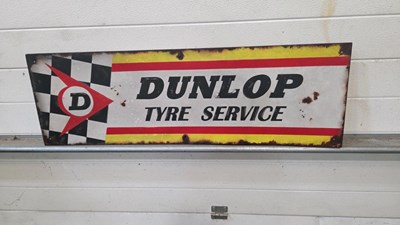 Lot 12 - HAND PAINTED DUNLOP TYRE SERVICE METAL SIGN 39" X 12"