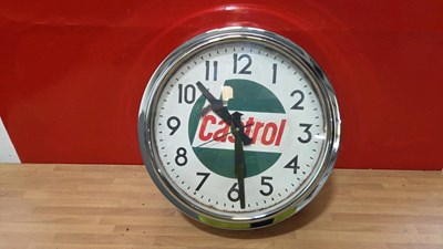 Lot 377 - CASTROL STYLE WALL CLOCK 12" DIA