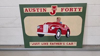 Lot 143 - WOODEN HAND PAINTED AUSTIN J FORTY SIGN 28" X 21"