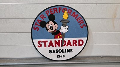 Lot 351 - HAND PAINTED STANDARD GASOLINE SIGN 19" DIA
