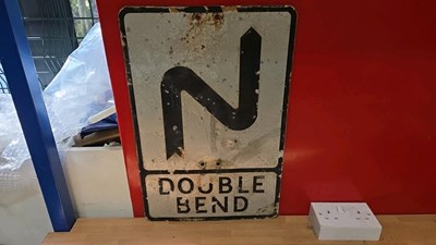 Lot 287 - DOUBLE BENDS ALUMINIUM SIGN 21" X 14"