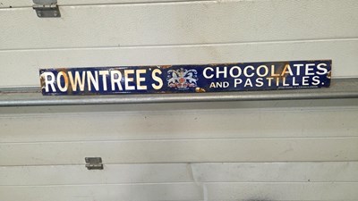Lot 337 - ROWNTREES CHOCOLATE AND PASTILLES ENAMEL SIGN 36" X 3.5"