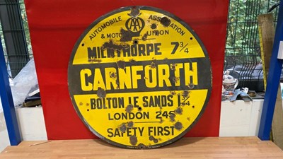 Lot 341 - AA CARNFORTH ENAMEL SIGN 30" DIA