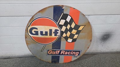 Lot 837 - GULF RACING ENAMEL SIGN 30" DIA