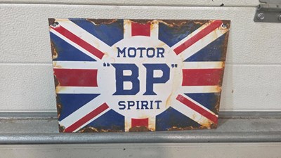 Lot 847 - BP MOTOR SPIRIT ENAMEL SIGN 14" X 9.5"