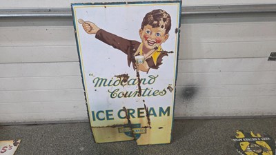 Lot 635 - MIDLAND COUNTIES ICE CREAM ENAMEL SIGN 42" X 24"