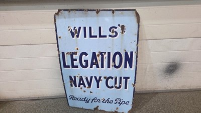 Lot 327 - WILL'S LEGATION NAVY CUT ENAMEL SIGN 36" X 24"