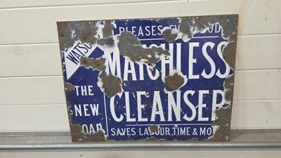 Lot 269 - THE NEW SOAP MATCHLESS CLEANSER ENAMEL SIGN 24" X 18"