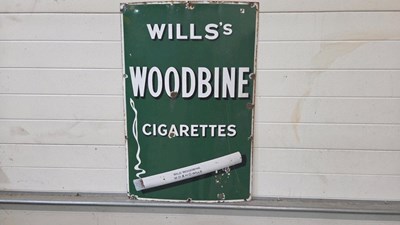 Lot 239 - WILL'S WOODBINE CIGARETTES ENAMEL SIGN 36" X 24"