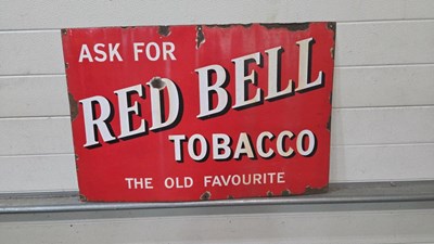Lot 87 - RED BELL TOBACCO ENAMEL SIGN 30" X 20"