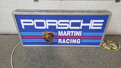 Lot 643 - PORSCHE MARTINI RACING LIGHT UP SIGN 49" X 22"