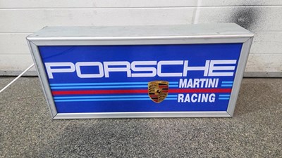 Lot 471 - PORSCHE MARTINI RACING LIGHT UP SIGN 30" X 14"