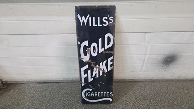 Lot 689 - WILL'S GOLD FLAKE CIGARETTES ENAMEL SIGN 36" X 12"