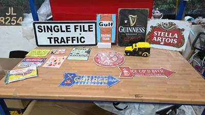 Lot 741 - RINGTONS TEA CADDY & SELECTION OF REPRO SIGNS
