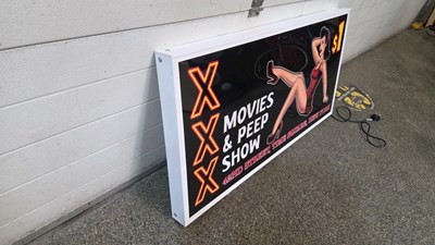 Lot 19 - LARGE PEEP SHOW LIGHT UP SIGN 47" x 24"
