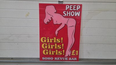 Lot 313 - PEEP SHOW RETRO PERSPEX SIGN 33" x 24"