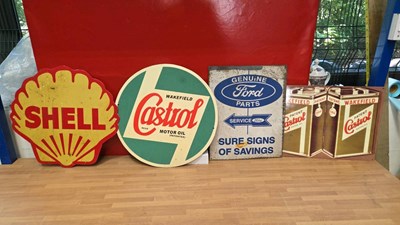 Lot 259 - 2 X CASTROL MOTOR OIL,SHELL & FORD PARTS SIGNS