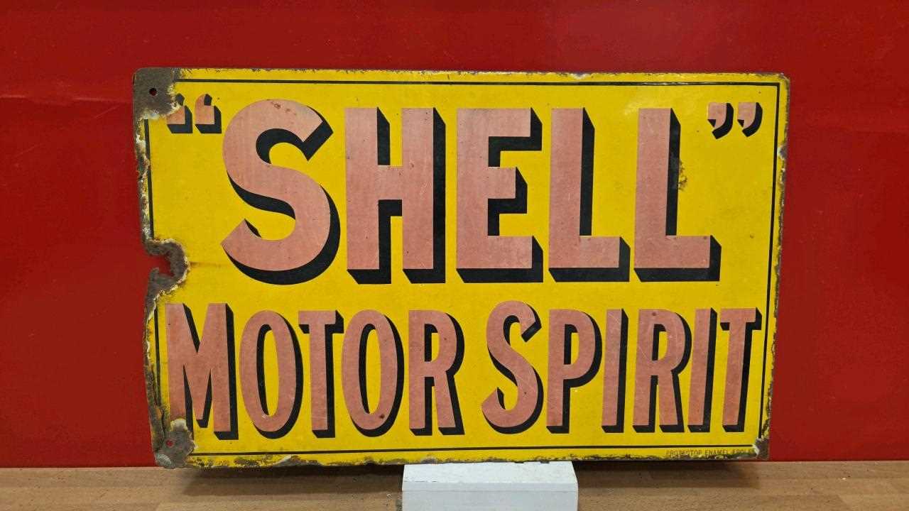 Lot 541 - SHELL MOTOR SPIRIT ENAMEL, DOUBLE SIDED SIGN