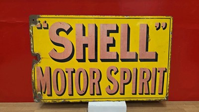 Lot 541 - SHELL MOTOR SPIRIT ENAMEL, DOUBLE SIDED SIGN 21" X 13"