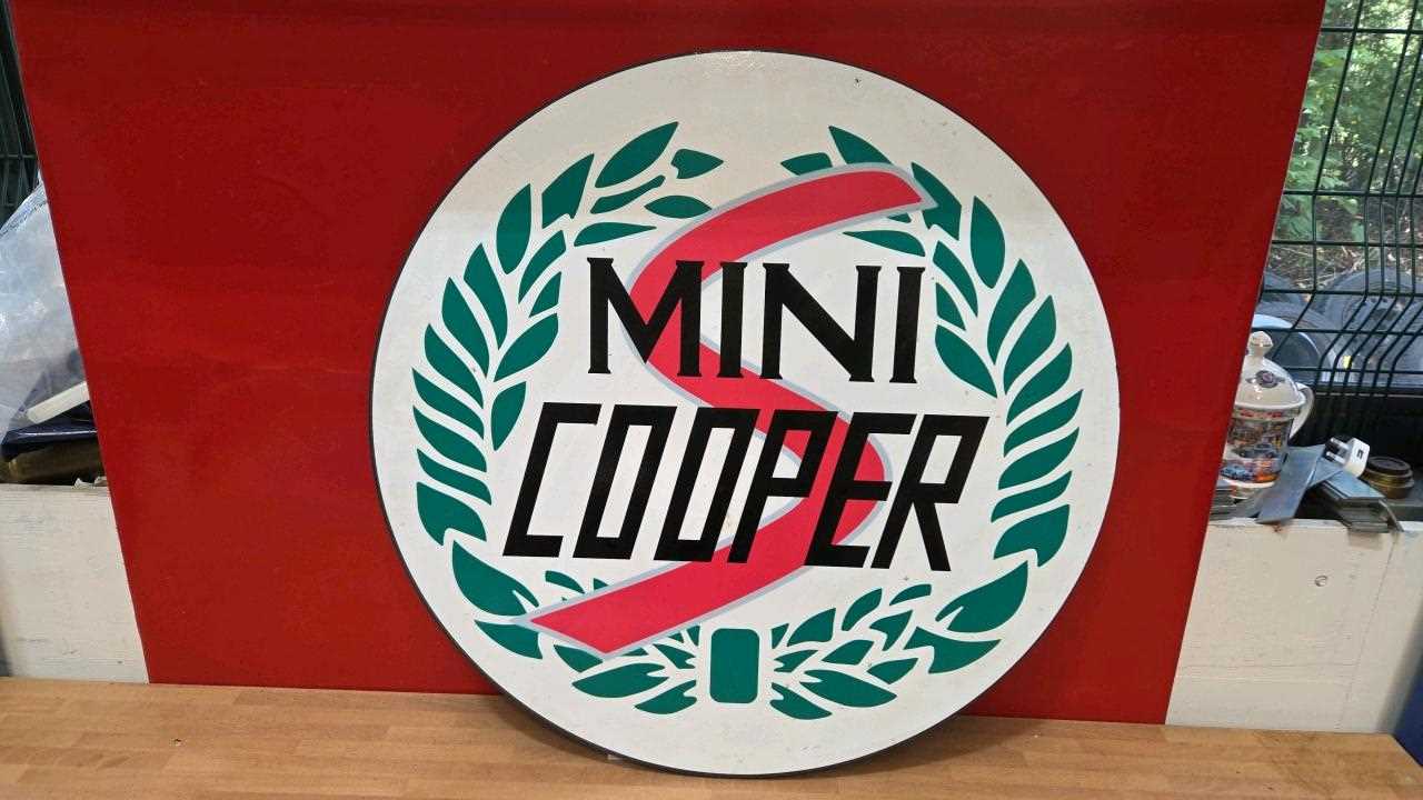 Lot 699 - MINI COOPER VINYL WOODEN SIGN 25