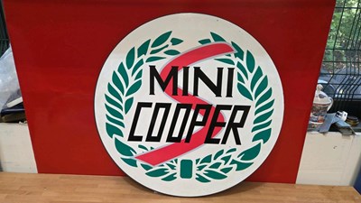 Lot 699 - MINI COOPER VINYL WOODEN SIGN 25" DIA