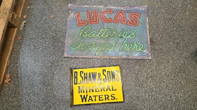 Lot 491 - LUCAS TIN SIGN & B SHAW , DOUBLE SIDED ENAMEL SIGN