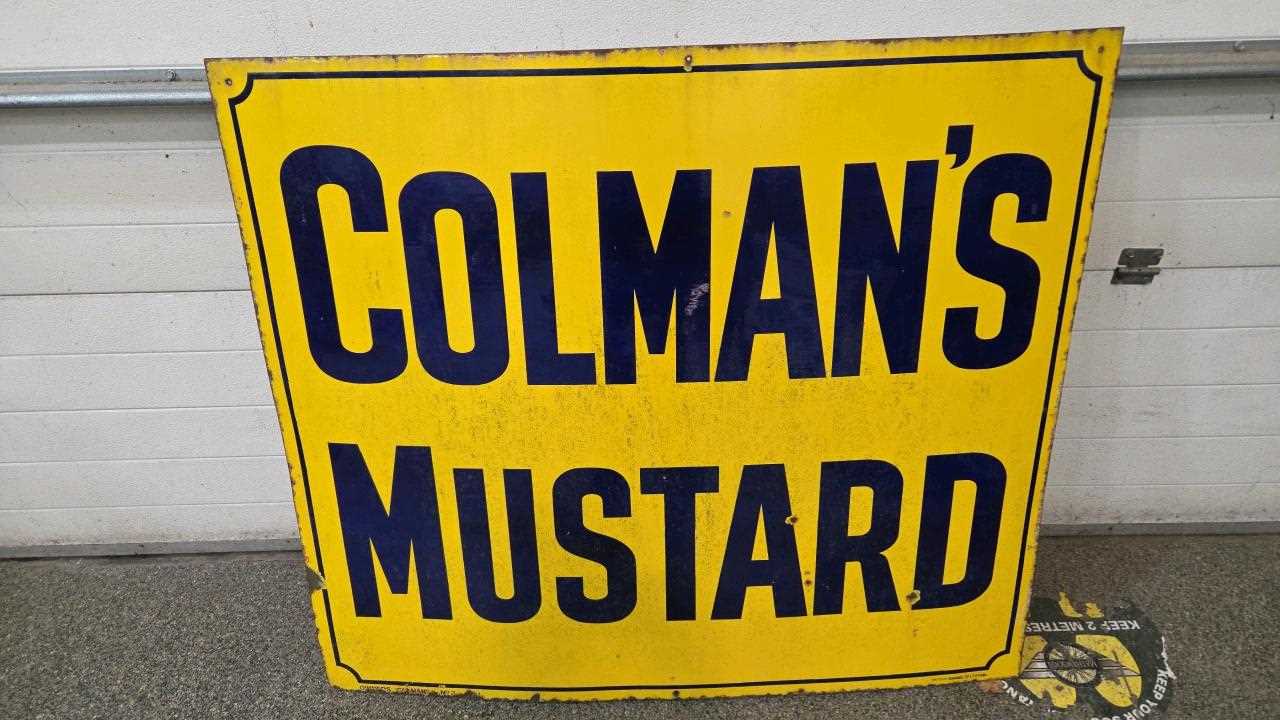 Lot 37 - LARGE COLMAN'S MUSTARD ENAMEL SIGN 48" X 42"