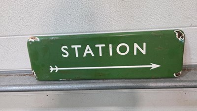 Lot 29 - RAILWAY STATION ENAMEL SIGN 18" X 6"