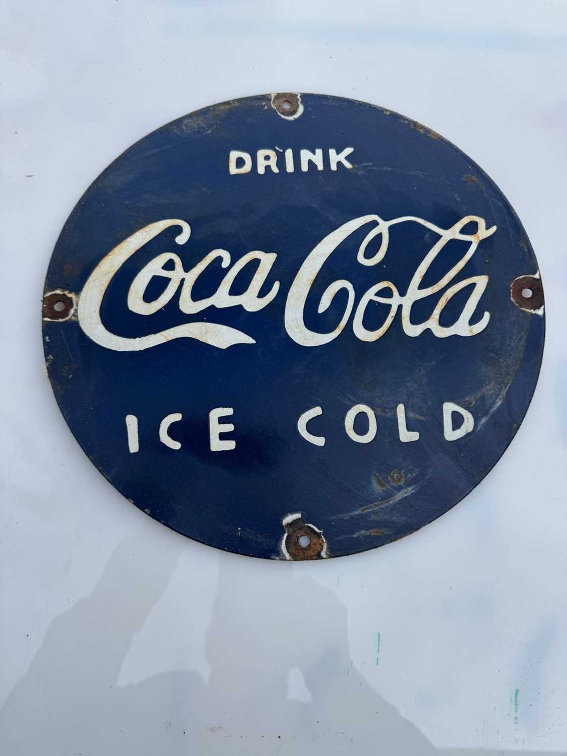 Lot 73 - DRINK COCA COLA ENAMEL SIGN 12" DIA