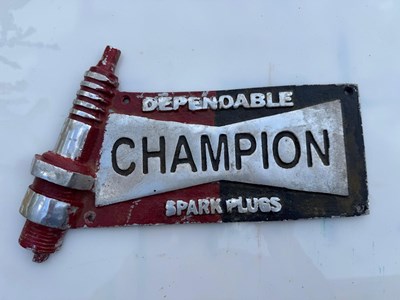 Lot 169 - CAST CHAMPION SPARK PLUGS SIGN 13" X 7"