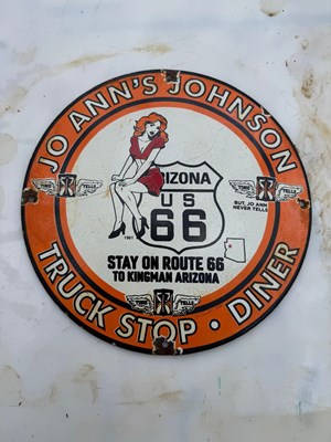 Lot 251 - TRUCK STOP ENAMEL SIGN 12" DIA