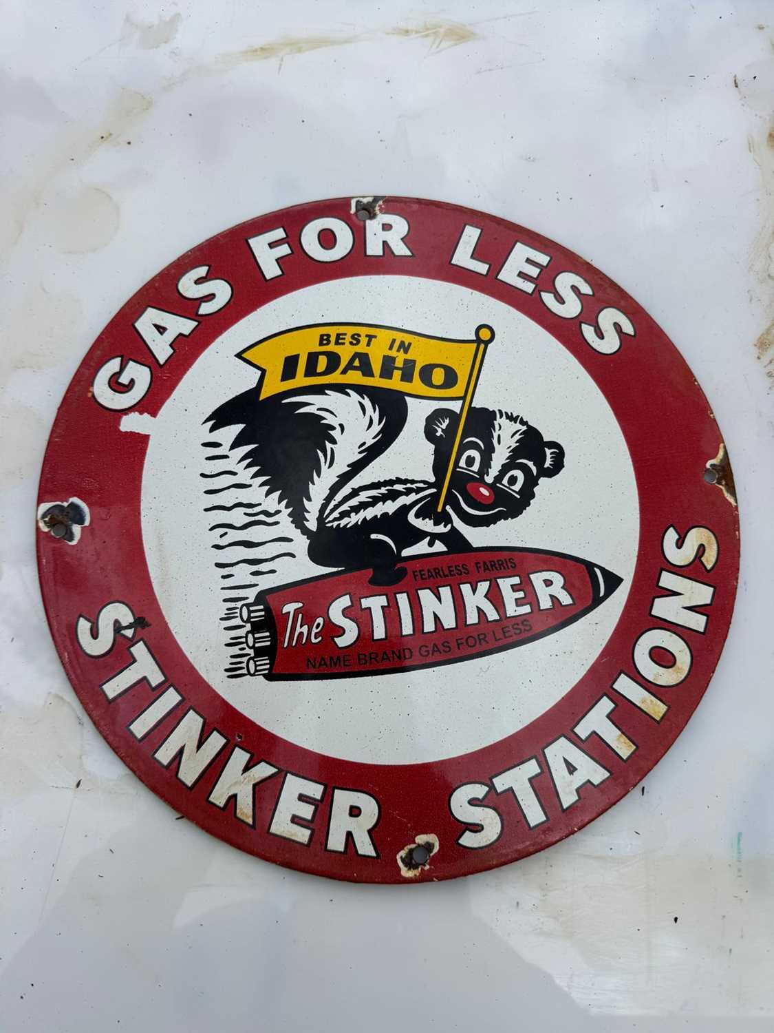 Standby Stinker Lot 329 - STINKER STATION ENAMEL SIGN 12