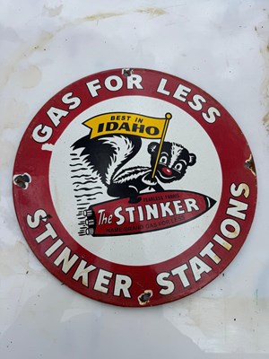Lot 329 - STINKER STATION ENAMEL SIGN 12" SIGN