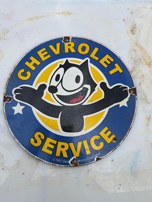 Lot 335 - CHEVROLET SERVICE ENAMEL SIGN 12" DIA