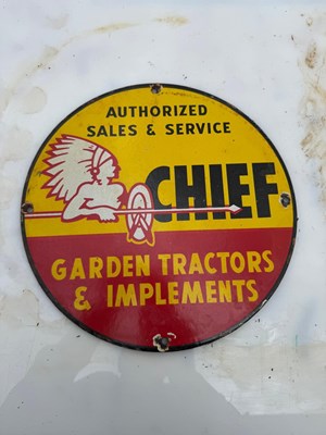 Lot 349 - CHIEF TRACTORS ENAMEL SIGN 12" DIA
