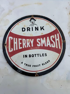 Lot 367 - CHERRY SMASH DRINK ENAMEL SIGN 12" DIA
