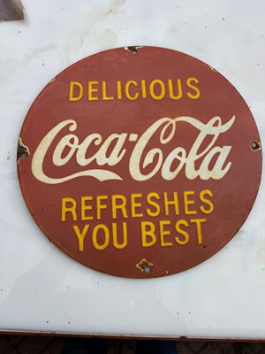 Lot 389 - COCA COLA ENAMEL SIGN 12" DIA
