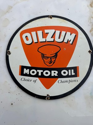 Lot 439 - OILZUM MOTOR OIL ENAMEL SIGN 12" DIA