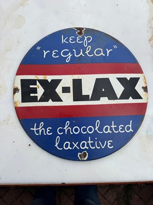 Lot 433 - EX-LAX THE LAXATIVE ENAMEL SIGN 12" DIA