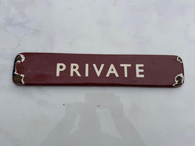 Lot 521 - RAILWAY PRIVATE ENAMEL SIGN 18" X 3.5"