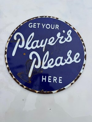 Lot 619 - PLAYERS PLEASE ENAMEL SIGN 14" DIA