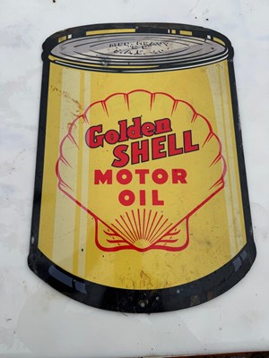 Lot 687 - GOLDEN SHELL MOTOR OIL SIGN 21" X 14"