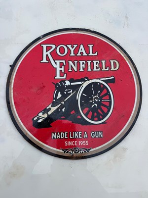 Lot 715 - ROYAL ENFIELD MADE LIKE A GUN SINCE 1955 SIGN 14" DIA