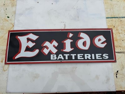 Lot 723 - EXIDE BATTERIES ENAMEL SIGN 29.5" X 9.5"