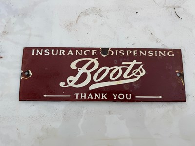 Lot 751 - BOOTS INSURANCE ENAMEL SIGN 12" X 4"