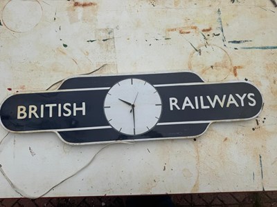 Lot 547 - BRITISH RAILWAY ENAMEL CLOCK 36" X 10"