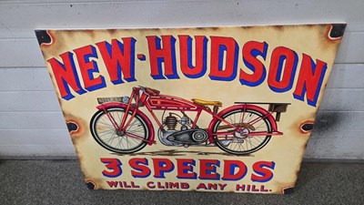 Lot 719 - NEW HUDSON 3 SPEEDS HAND PAINTED ON CANVAS SIGN 40" X 32"
