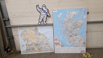 Lot 769 - TIN MICHELIN MAN & 2 LARGE OFFICE WALL MAPS
